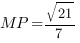 MP=sqrt{21}/7 MP=sqrt{21}/7