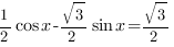 1/2cos{x}-sqrt{3}/2sin{x}=sqrt{3}/2 1/2cos{x}-sqrt{3}/2sin{x}=sqrt{3}/2