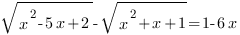 sqrt{x^2-5x+2} -sqrt{x^2+x+1}=1-6x sqrt{x^2-5x+2} -sqrt{x^2+x+1}=1-6x