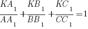 {KA_1}/{AA_1}+{KB_1}/{BB_1}+{KC_1}/{CC_1}=1