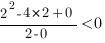 {2^2-4*2+0}/{2-0}<0