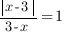 {delim{|}{x-3}{|}}/{3-x}=1