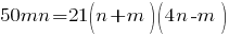 50mn=21(n+m)(4n-m)