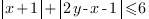 delim{|}{x+1}{|}+delim{|}{2y-x-1}{|}<=6
