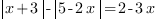 delim{|}{x+3}{|}-delim{|}{5-2x}{|}=2-3x